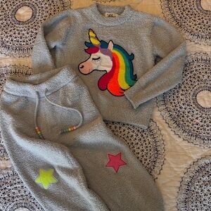 Lola and the boys Light Blue Cozy Unicorn Sweater & Jogger Set